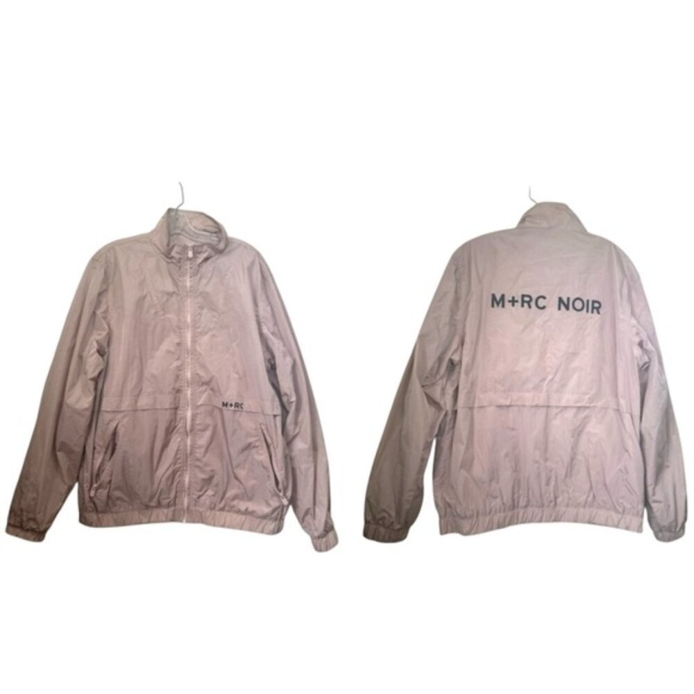 M+Rc Noir Reflective Logo Nylon Lightweight Bomber Track Zip Jacket Rain Coat XL